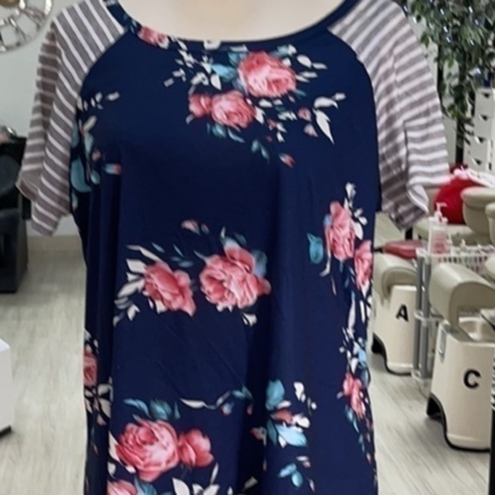 New no tags flowers stamp blue dress